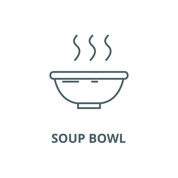 汤碗矢量线图标，线性概念，轮廓符号，符号图片下载