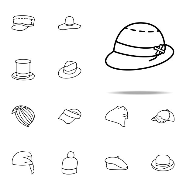 太阳帽子图标。帽子图标通用设置为网络和移动图片下载