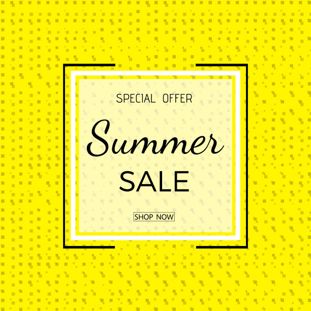 夏季促销横幅。黄色背景上的夏季促销短语。图片下载