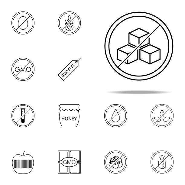 无糖图标，用于Web和移动设备的通用GMO图标集图片下载
