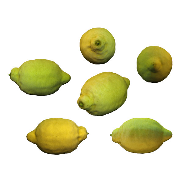 多汁柠檬水果白色背景多角度3d渲染图片下载