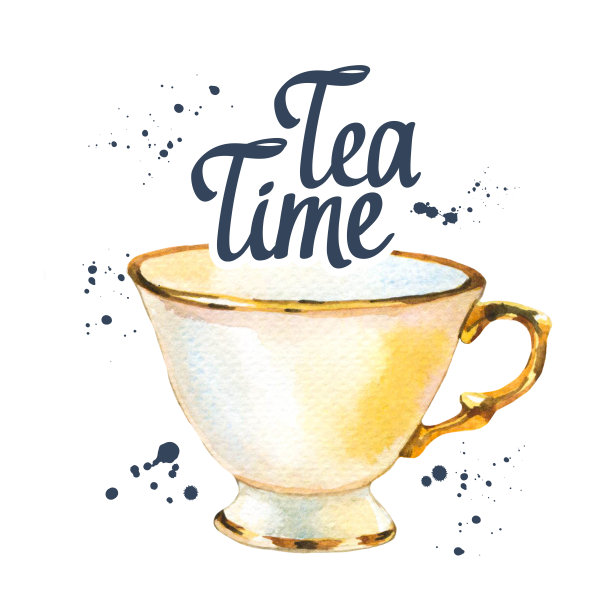 水彩杯。茶话会插图在白色的背景。装饰元素与传统热饮为您的设计。多色的装饰。图片下载