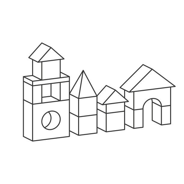 线条风格玩具建筑塔插图着色书图片下载