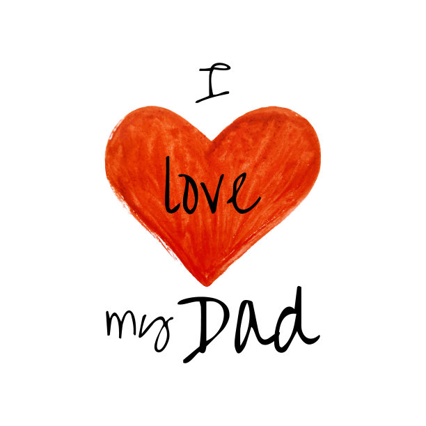 我爱我的父亲——白色背景上的引号字母。垃圾质感手绘元素设计海报，t恤，包，明信片，运动衫，传单。图片下载