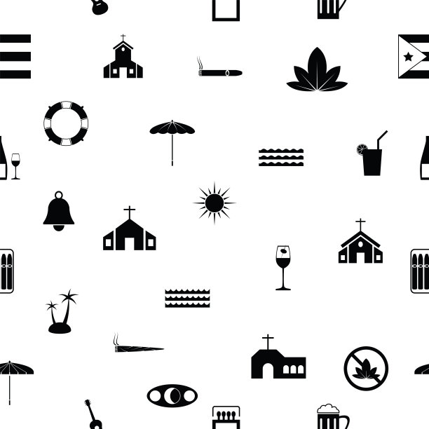 古巴无缝图案背景图标。图片下载