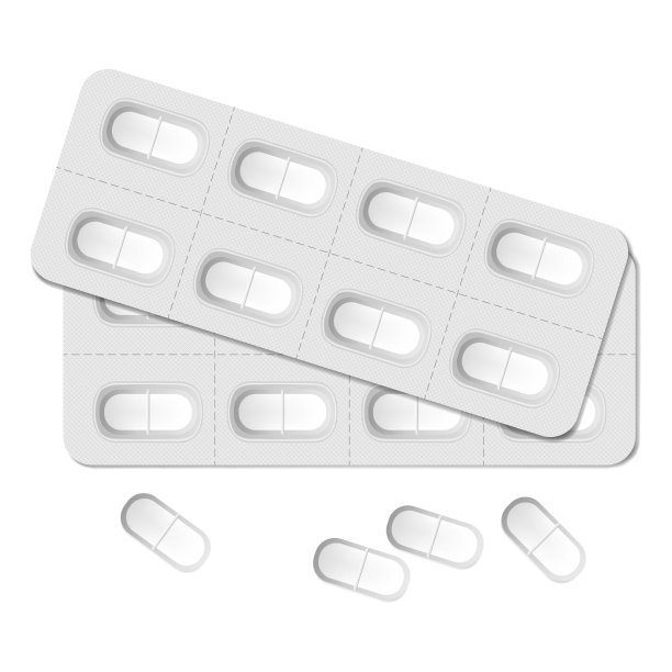 椭圆形的医疗丸水泡俯视图。空白药片包。药品包装，载体模板图片下载