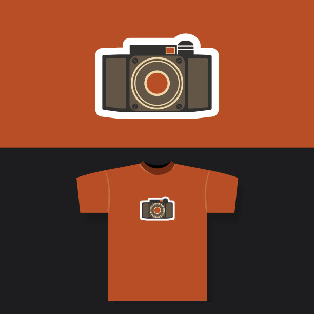 t恤印刷设计概念与复古相机图片下载