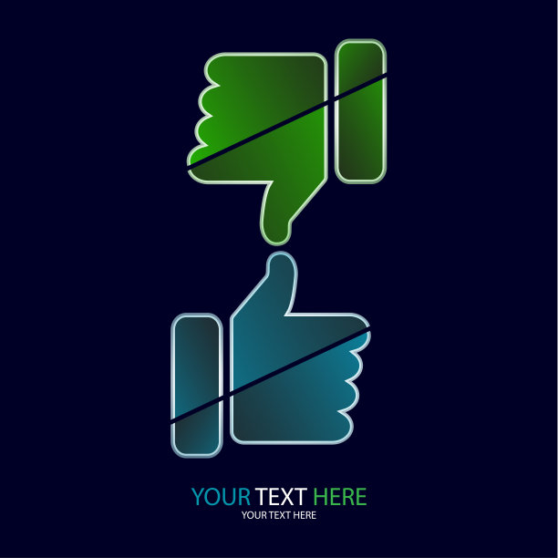 抽象孤立拇指向上和拇指向下。图标,评估的象征。图片下载