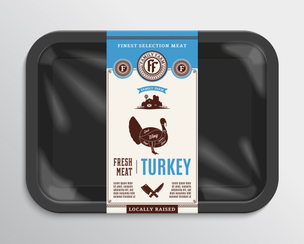 矢量火鸡肉包装插图图片下载