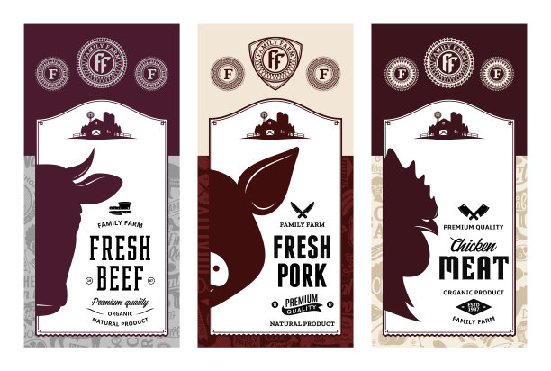 矢量屠夫的店铺设计标签图片下载