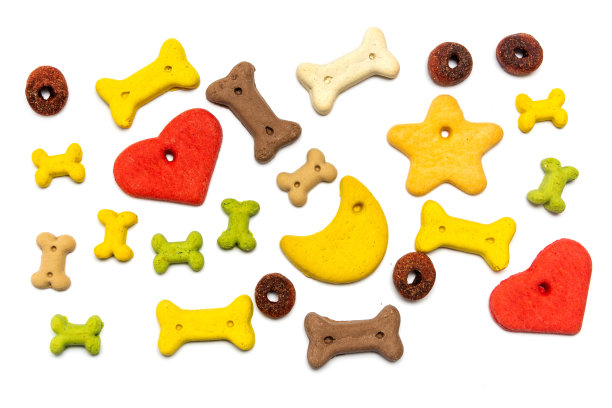 色彩斑斓的狗粮平面背景图片下载