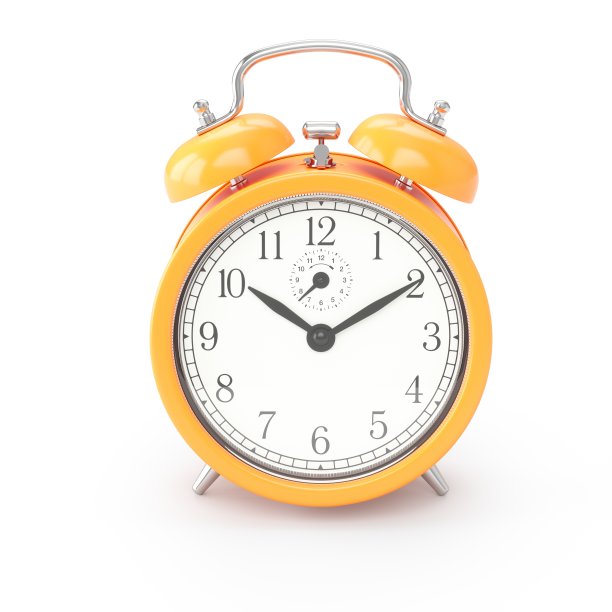 3D渲染橙色闹钟隔离在白色背景图片下载