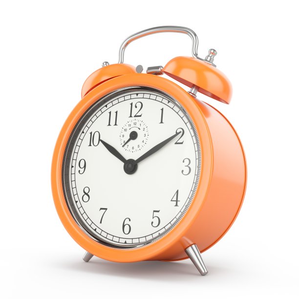 3D渲染橙色闹钟隔离在白色背景图片下载