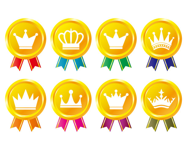 金色皇冠图标合集：获胜者、冠军、领导者皇冠奖合集图片下载