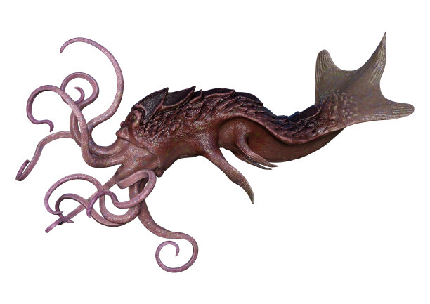 3D插图章鱼在白色图片下载