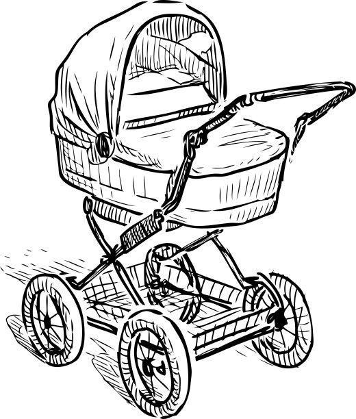 幼儿婴儿车的草图图片下载