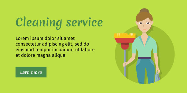 拥有扫帚和抹布的清洁服务部成员图片下载