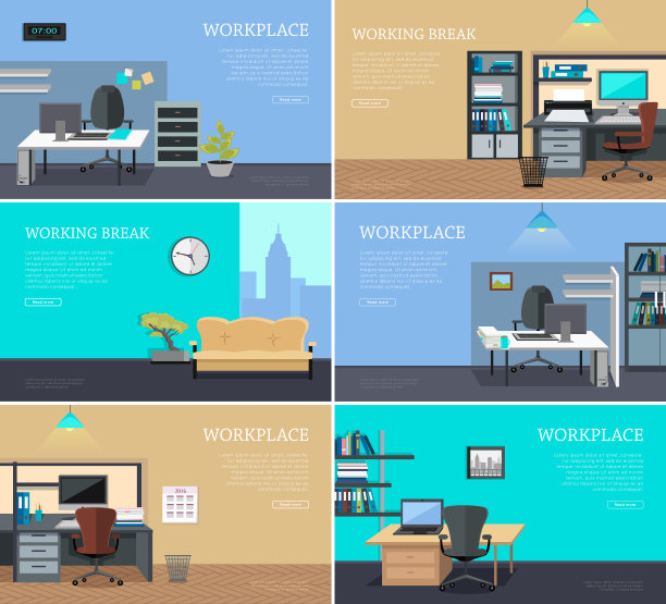 一套办公室内部网页横幅平面设计图片下载