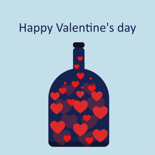 可爱的小红心情人节瓶子图片下载