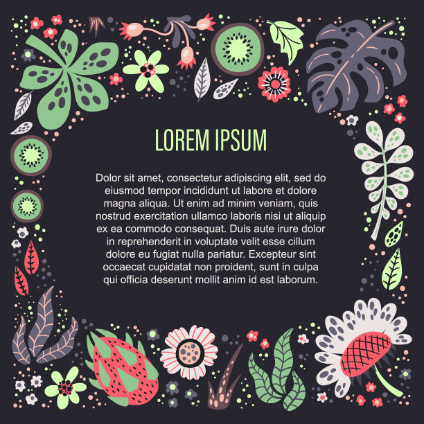 矢量平面手绘插图。可爱的几维鸟周围的植物和鲜花。图片下载