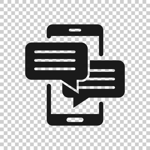 透明风格的手机聊天标志图标。消息通知矢量插图在孤立的背景。智能手机短信业务概念。图片下载