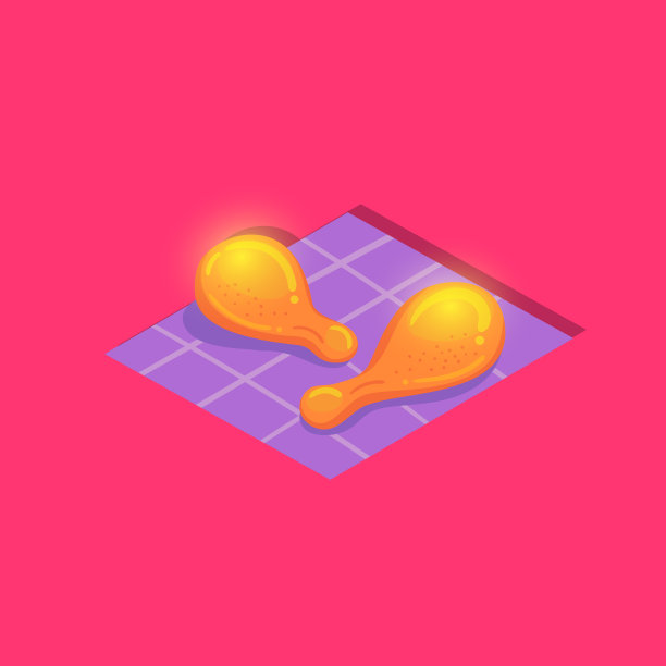 鸡大腿亮图标卡通风格。快餐的营养。图片下载