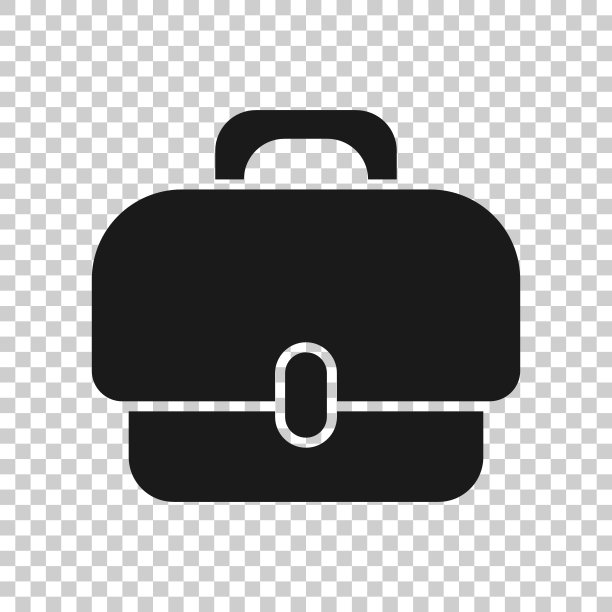 公文包标志图标的透明风格。手提箱矢量插图上孤立的背景。行李业务概念。图片下载