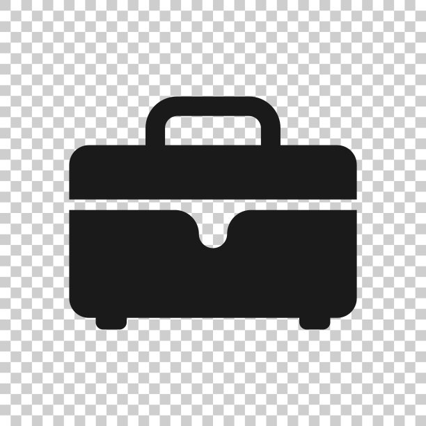 公文包标志图标的透明风格。手提箱矢量插图上孤立的背景。行李业务概念。图片下载