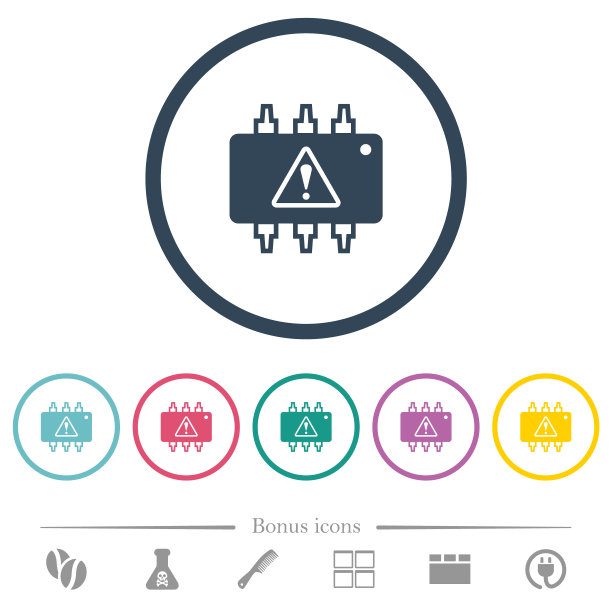 硬件故障平面颜色图标在圆形轮廓图片下载