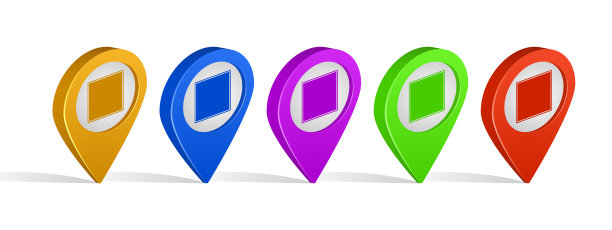 多色3d针的方形标志图标图片下载