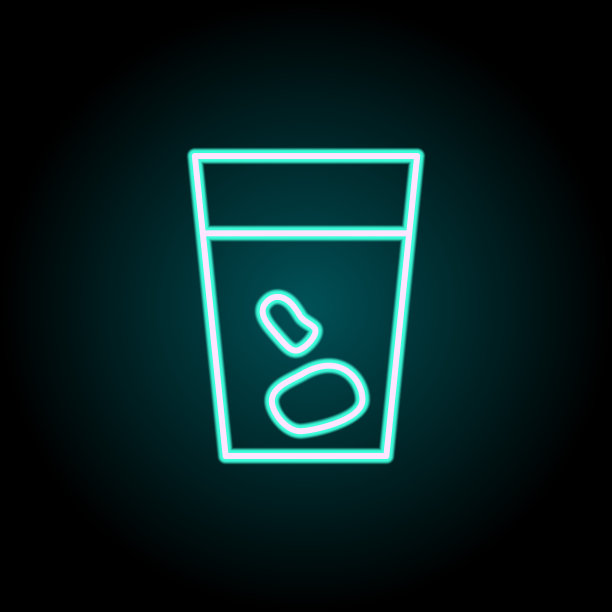 在玻璃霓虹灯图标坚果。快餐套餐元素。简单的图标为网站，网页设计，移动应用程序，信息图形图片下载