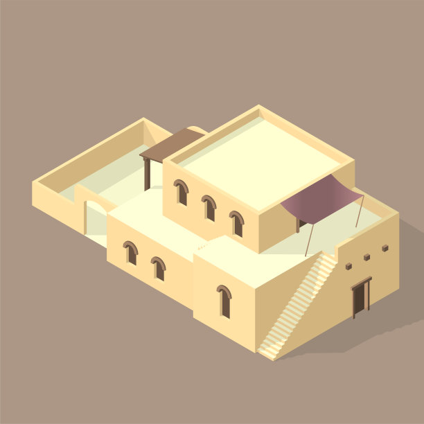 一所被隔离在沙地上的阿拉伯房屋图片下载