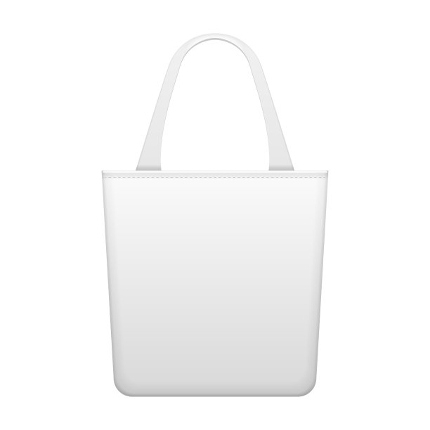 大手提袋织物或塑料环保手提包。包白色灰度。插图孤立的白色背景。模拟模板为您的设计做好准备。向量EPS10图片下载