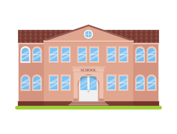 学校的建筑立面。矢量插图。校舍前视图图片下载