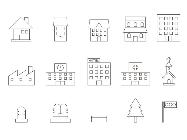 建筑图标set1图片下载