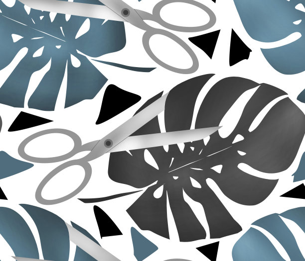 无缝热带怪物叶异国图案背景图片下载