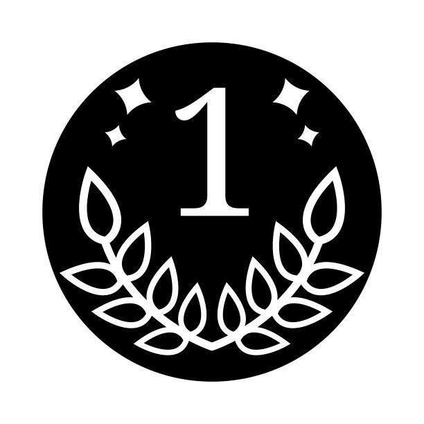 硬币图标孤立在白色背景。第一，第一。获奖者标志的黑色剪影。干净和现代矢量插图的设计，网页。图片下载