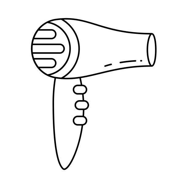 线条艺术黑白吹风机图片下载