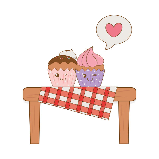 一套可爱的烘焙食品在野餐桌上图片下载