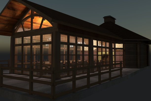 一个乡村别墅的外部，农舍，可视化，3D插图图片下载