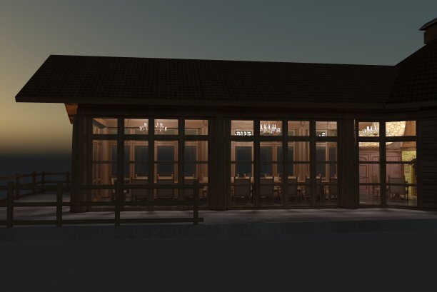 一个乡村别墅的外部，农舍，可视化，3D插图图片下载