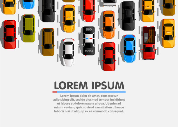 路上堵车了。公路运输。公路旗帜。图片下载