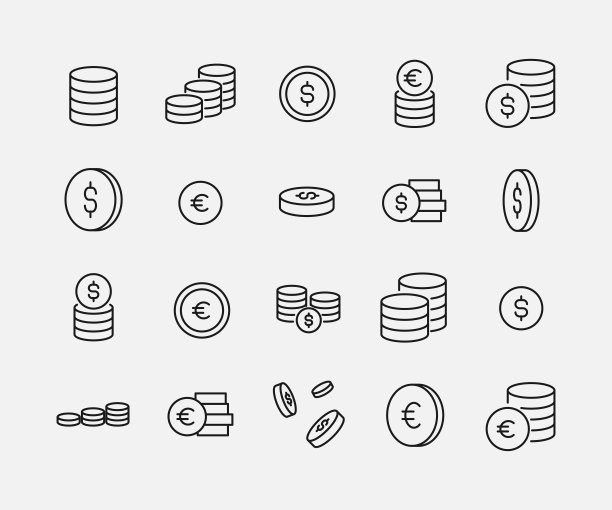 硬币相关矢量图标合集图片下载