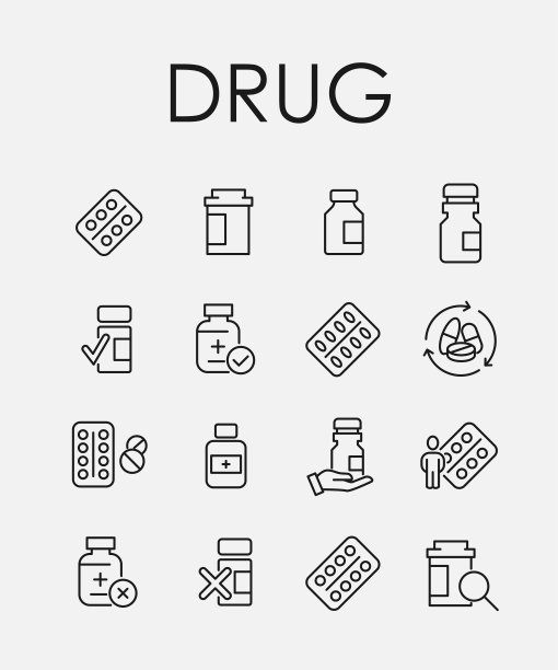 简约的医疗药品相关线性图标合集图片下载