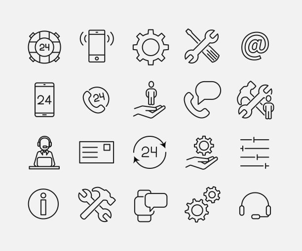 客户服务相关线性图标合集图片下载