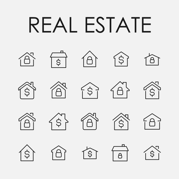 房地产相关的矢量图标集图片下载