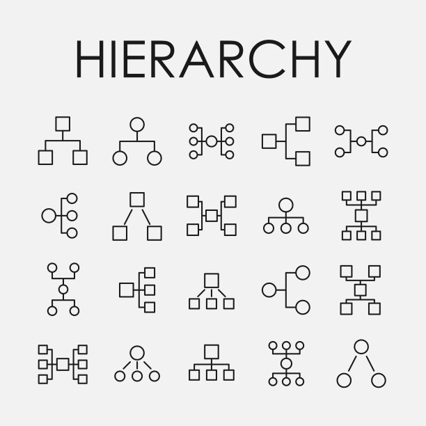 层级结构相关矢量图标集图片下载