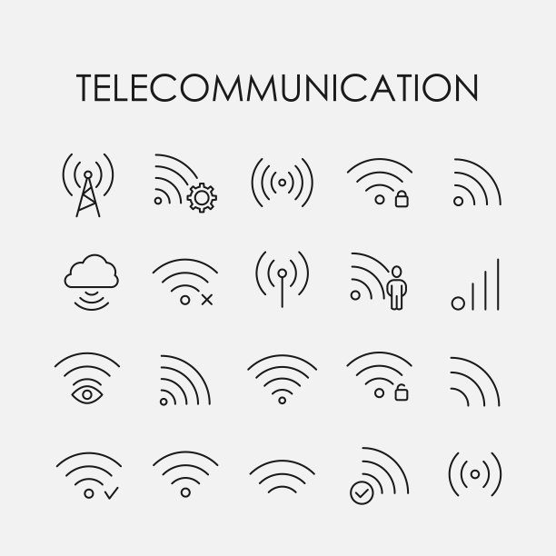 简洁的通信线条图标合集图片下载
