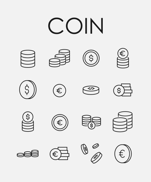 硬币相关矢量图标合集图片下载