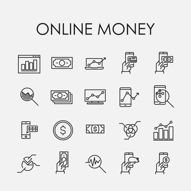 线上金融线条图标合集图片下载